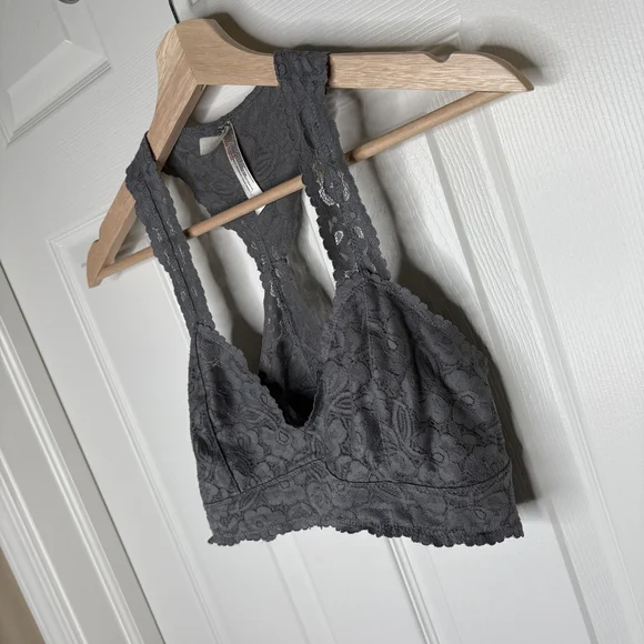 Free People Intimately Free People Grey Galloon  Lace Bralette Size Medium - Picture 2 of 4